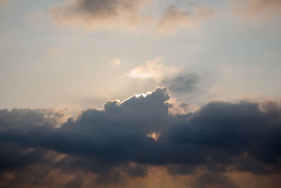 Low angle view of cloudscape against sky during sunset