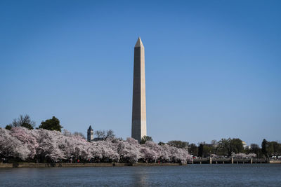 View of monument against clear blue sky