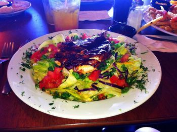 Close-up of salad served in plate