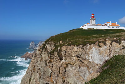 Scenic view of sea against clear sky