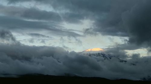 Scenic view of storm clouds over landscape
