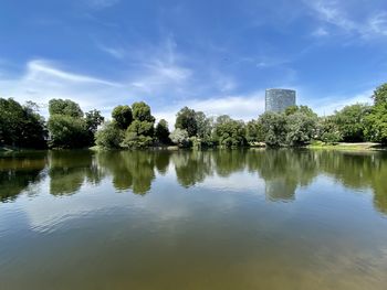 Scenic view of lake against sky