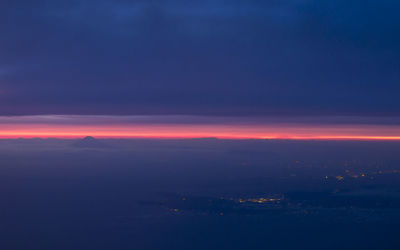 Scenic view of landscape against sky at sunset