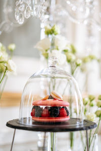 Close-up of christmas decorations on table