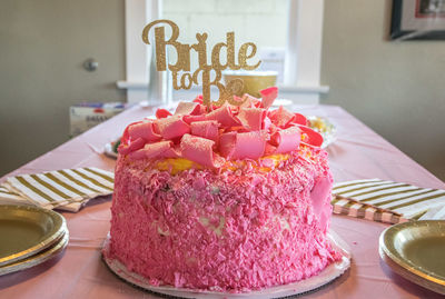 Close-up of dessert in plate on table