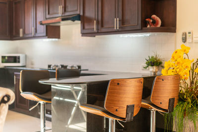 Empty chairs and table at home