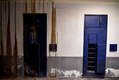 Closed door of building