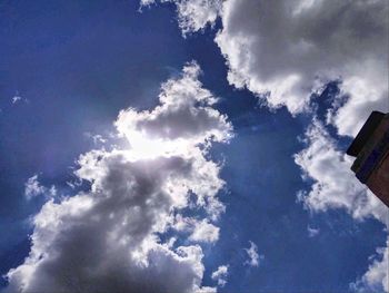 Low angle view of clouds in blue sky