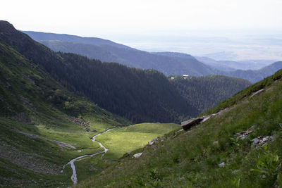 High angle view of mountains against sky