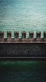 High angle view of boats in sea