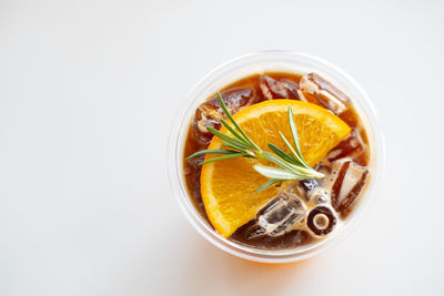 High angle view of drink in glass