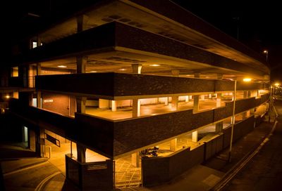 View of illuminated building