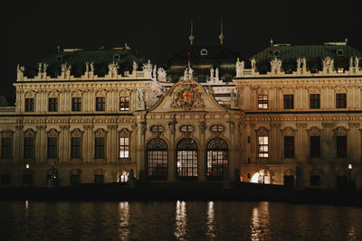 Illuminated building at night