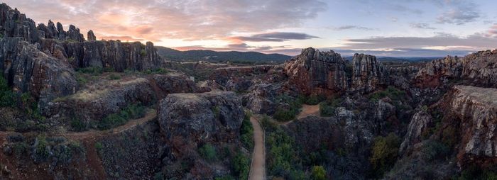 Scenic view of mountains at sunset