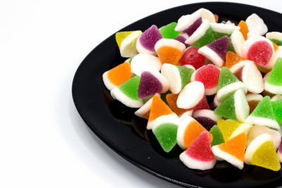 Close-up of fruits served in plate