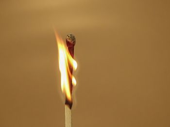 Close-up of burning matchstick 