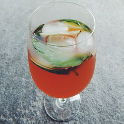 Glass of juice with mint leaf