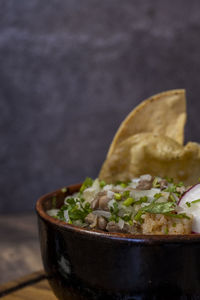 Close-up of food in bowl on table