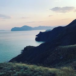 Scenic view of sea against sky during sunset