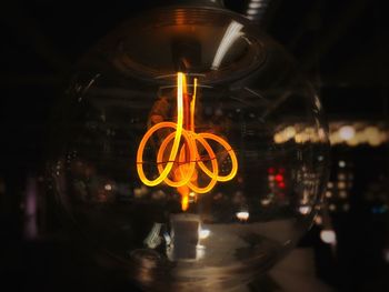 Close-up of light trails at night