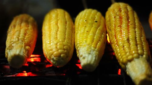 Close-up of vegetables on barbecue grill