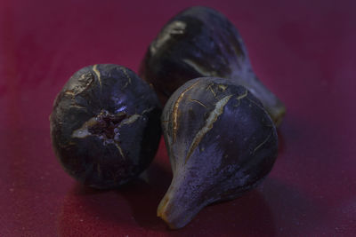 Close-up of blueberries against black background