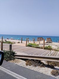 Scenic view of sea against clear sky