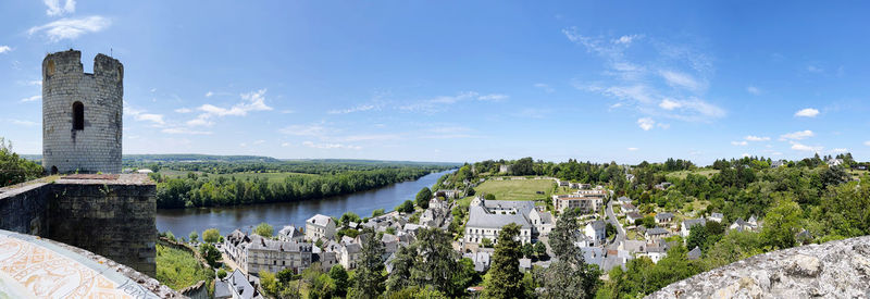 High angle view of bridge over river against sky