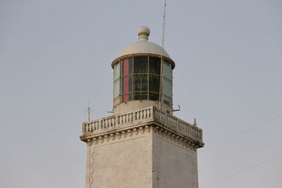 Low angle view of water tower against clear sky