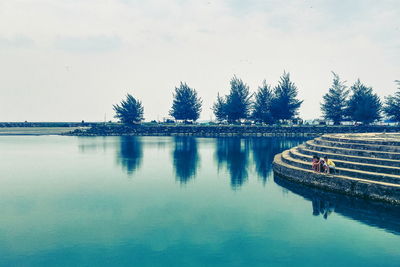 Scenic view of lake against sky