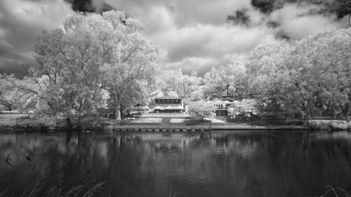 View of lake against cloudy sky