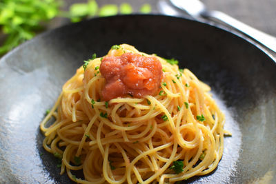 Close-up of pasta in plate