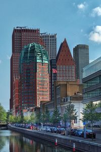 Modern buildings against sky in city