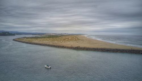 High angle view of sea against sky