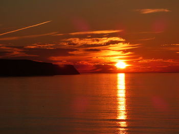 Scenic view of sunset over sea