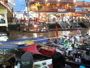 People at market in city