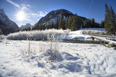 Panorama of a snowy landscape in the italian alps
