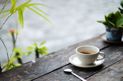 Coffee cup on table