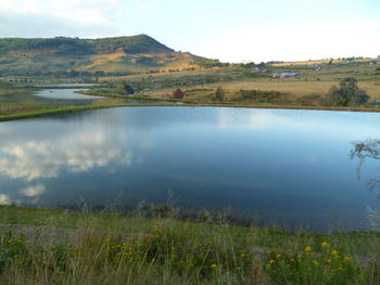 Scenic view of lake against sky