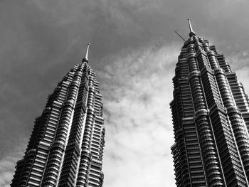 Low angle view of modern buildings against sky