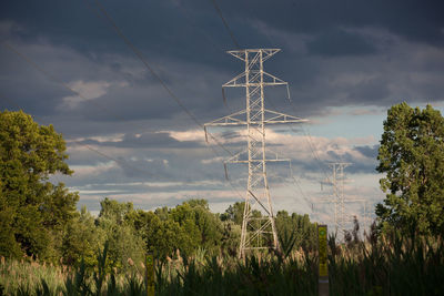 Power industry electrical grid transmission lines to supply electricity with tower wires