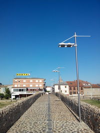 View of built structure against clear blue sky