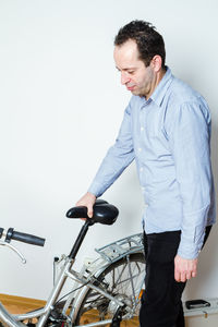 Side view of young man looking away