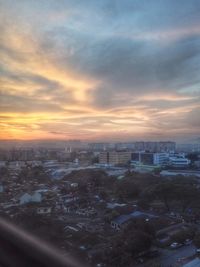 View of cityscape at sunset