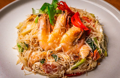 Close-up of seafood served in plate