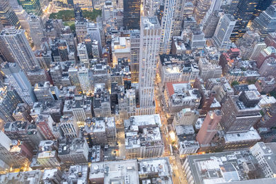 High angle view of buildings in city new york 