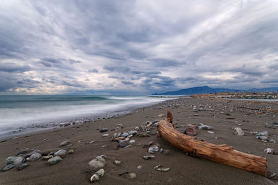 Scenic view of beach against sky