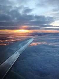 Aerial view of cloudscape against sky during sunset