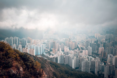 Hong kong city seen from lion rock peak