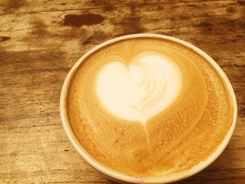 High angle view of cappuccino on table
